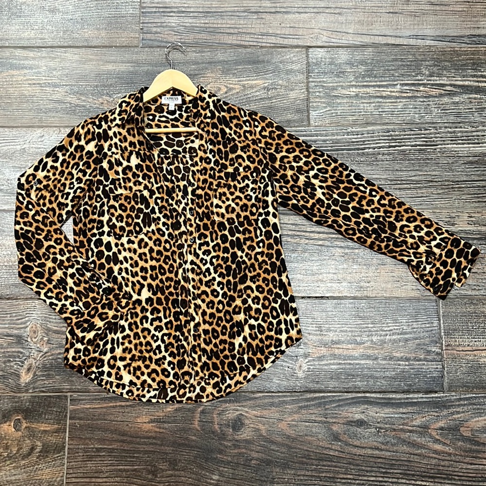 Express Leopard Print Portofino Shirt